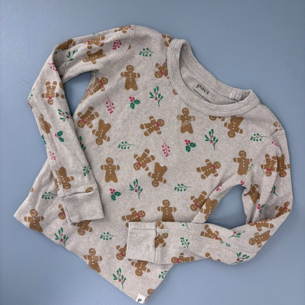 Pact youth 6 brown gingerbread thermal lounge fitted long sleeve‎ patterned top